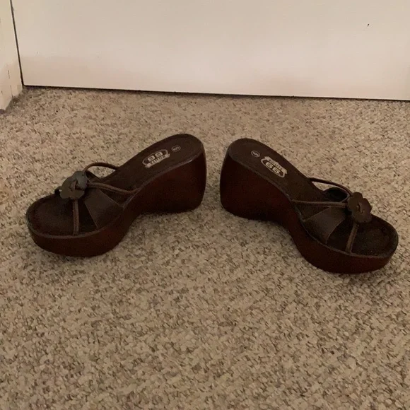 Vtg 90s Route 66 brown platform Y2K strappy sandals sz 6 - Picture 4 of 7